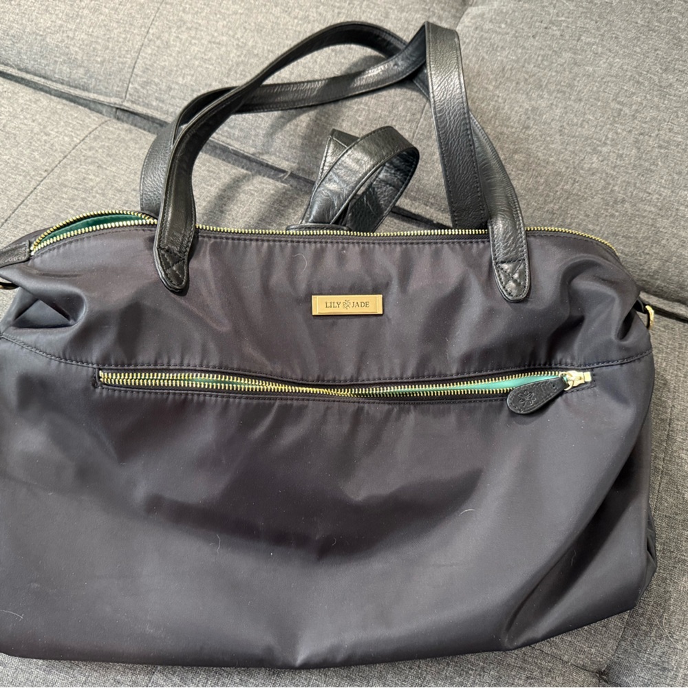 Lily Jade Black Convertible Backpack Tote/Weekend Bag with Gold Details
